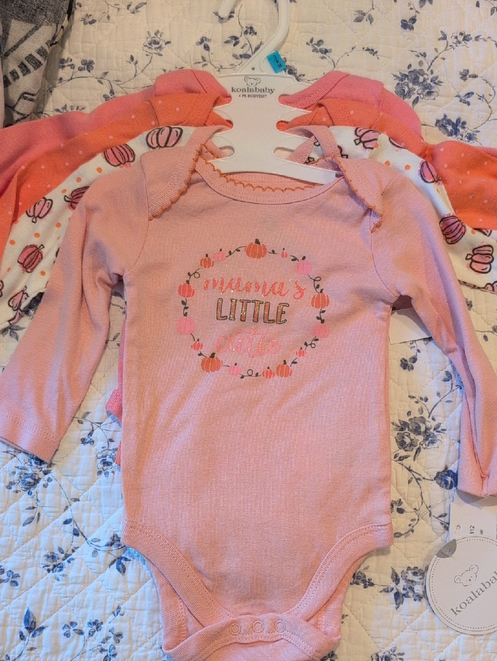 4 Pack Koalababy Pink And Orange Long-Sleeve Baby Onesie with Cute Sayings